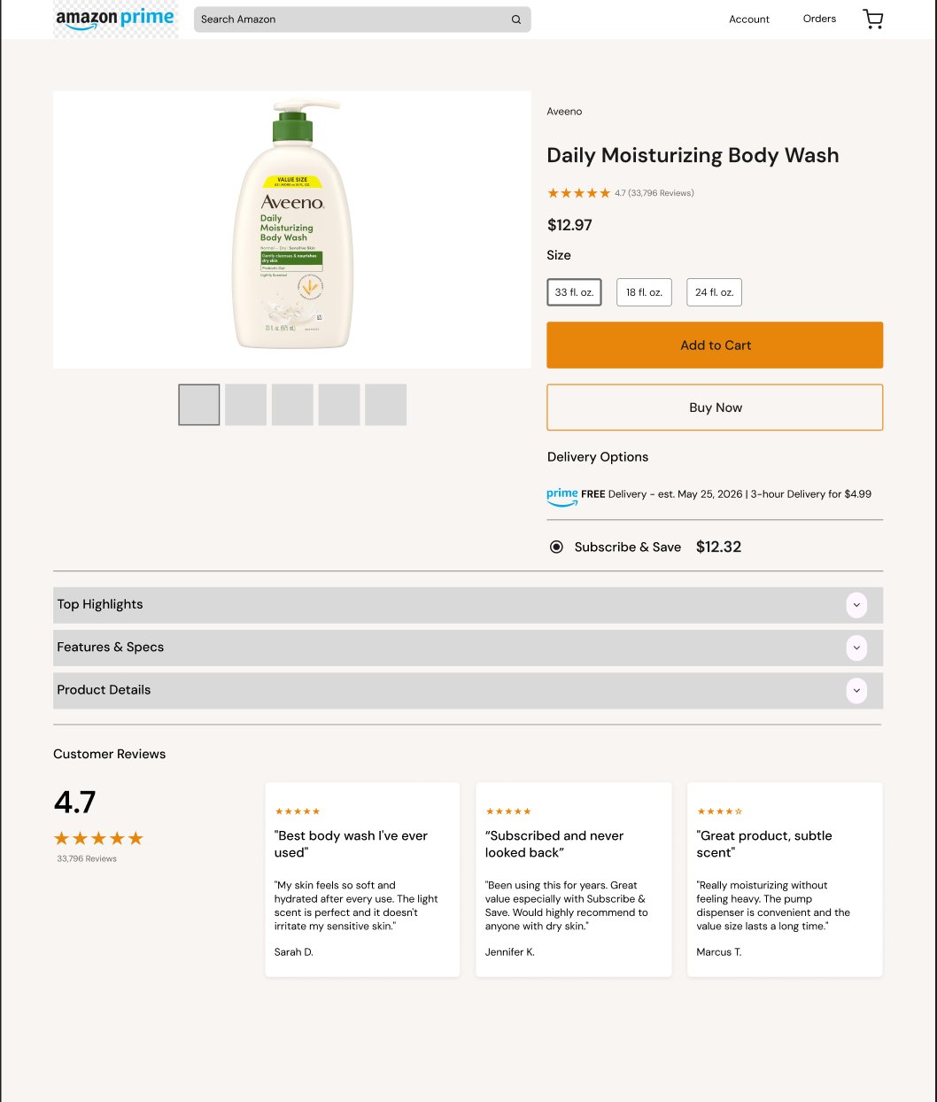 Amazon product page redesign