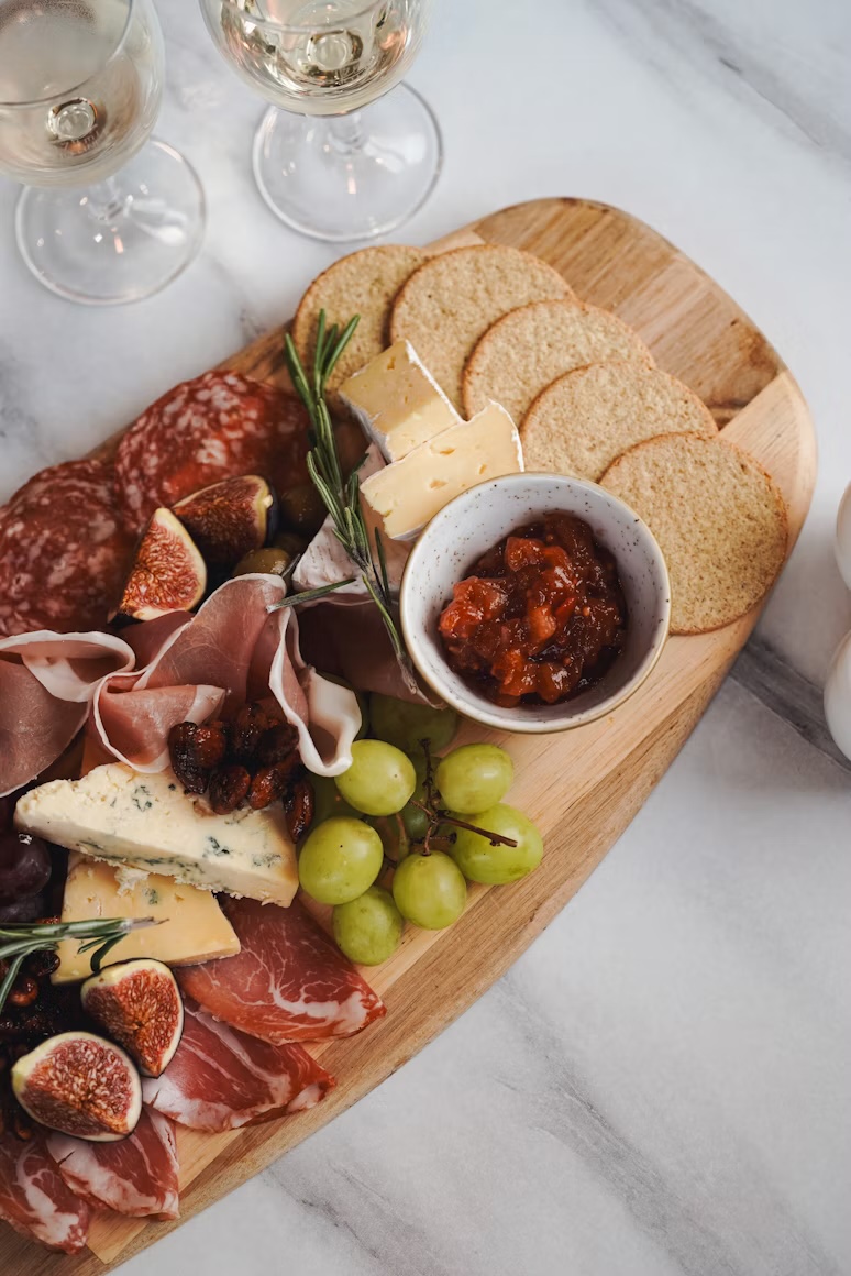 Snack board on marble