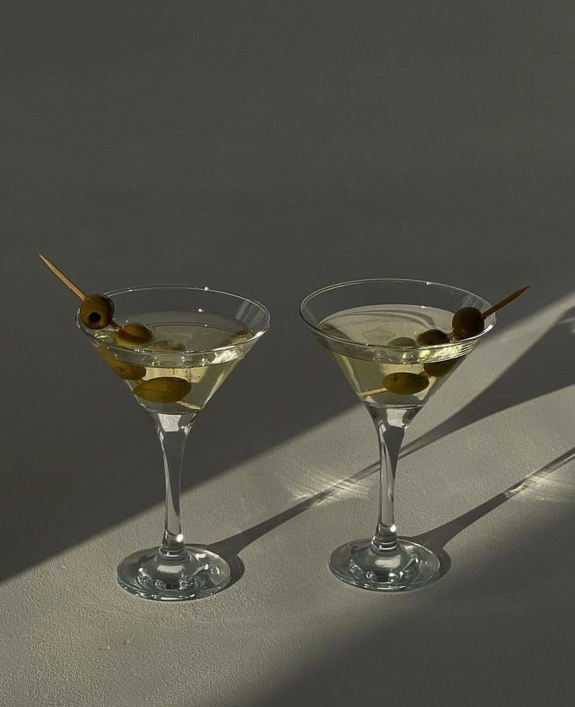 Martini on white tile