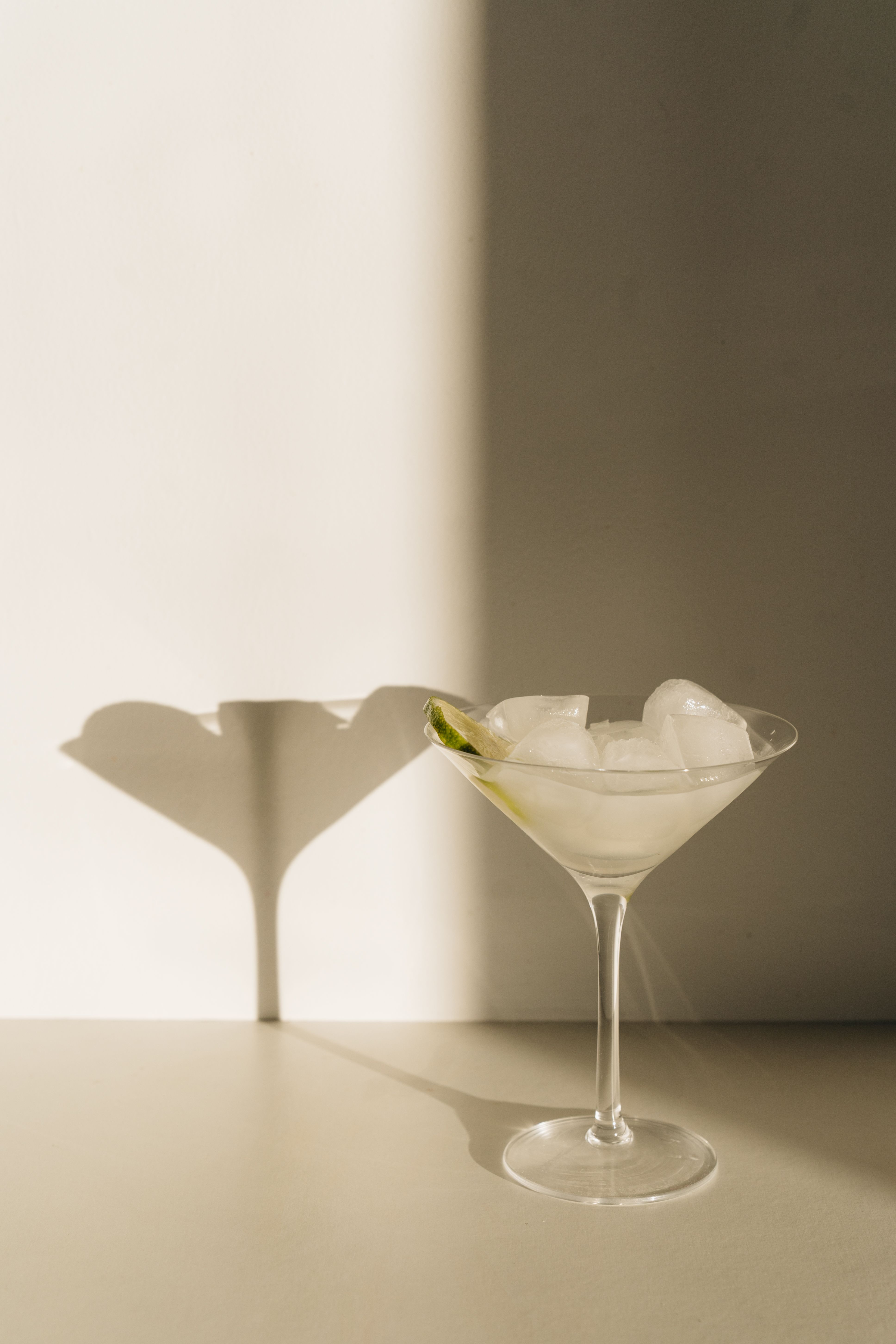 A cold martini in warm light